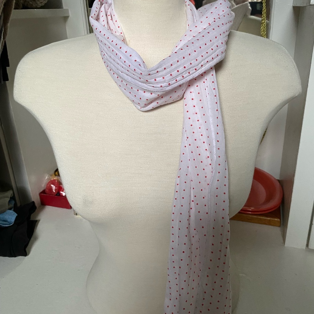 3 for 15$! White with small red polka dots cotton scarf.
